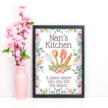 Personalised Kitchen Art, Nanna's Kitchen Poster Print, Mum, Grandma, Nan, Multiple Options, Lovely Gift for Mothers Day