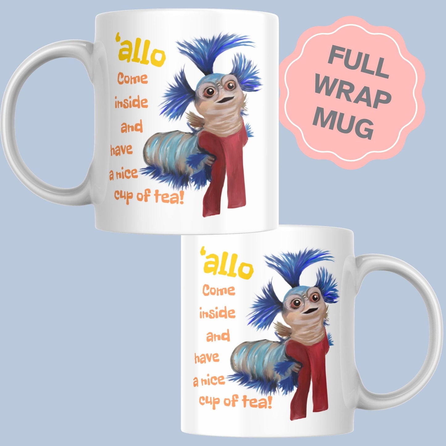 Labyrinth Worm Mug, Allo, Tea Cup, 80's Classic, Fantasy Movie, Cult Film Gift