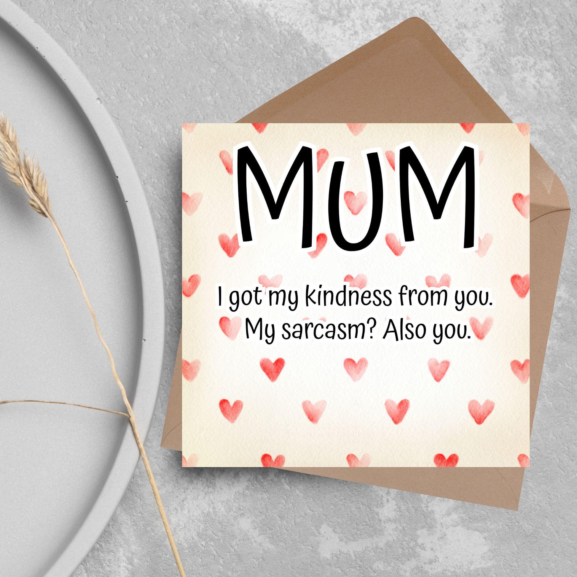 Heart Mother's Day Card, Cute Card for Mum, Greetings Card, Happy Mother's Day, Card for Mother, Mam Card, Thanks Mum Card