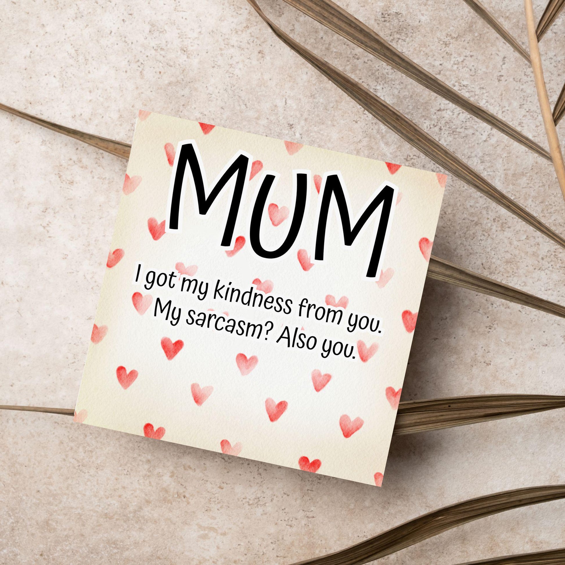 Heart Mother's Day Card, Cute Card for Mum, Greetings Card, Happy Mother's Day, Card for Mother, Mam Card, Thanks Mum Card