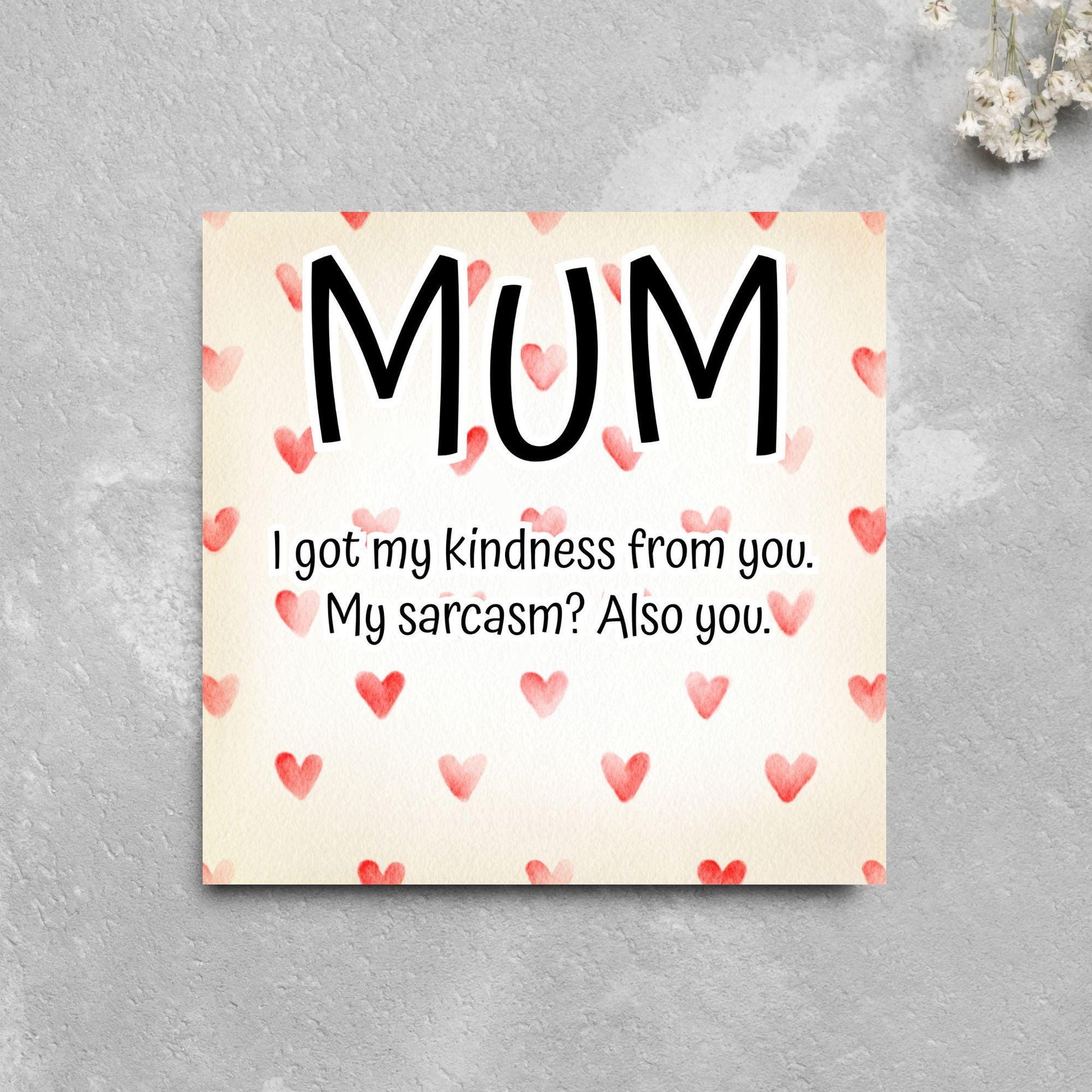 Heart Mother's Day Card, Cute Card for Mum, Greetings Card, Happy Mother's Day, Card for Mother, Mam Card, Thanks Mum Card