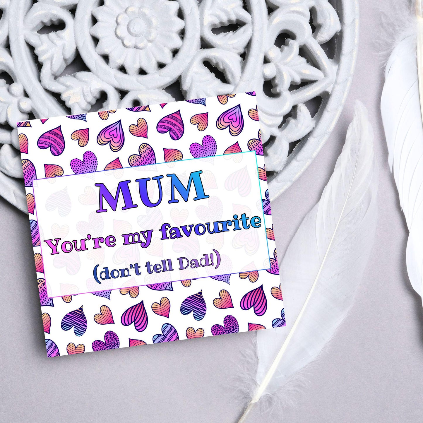 Heart Mother's Day Card, Cute Card for Mum, Greetings Card, Happy Mother's Day, Card for Mother, Mam Card, Thanks Mum Card