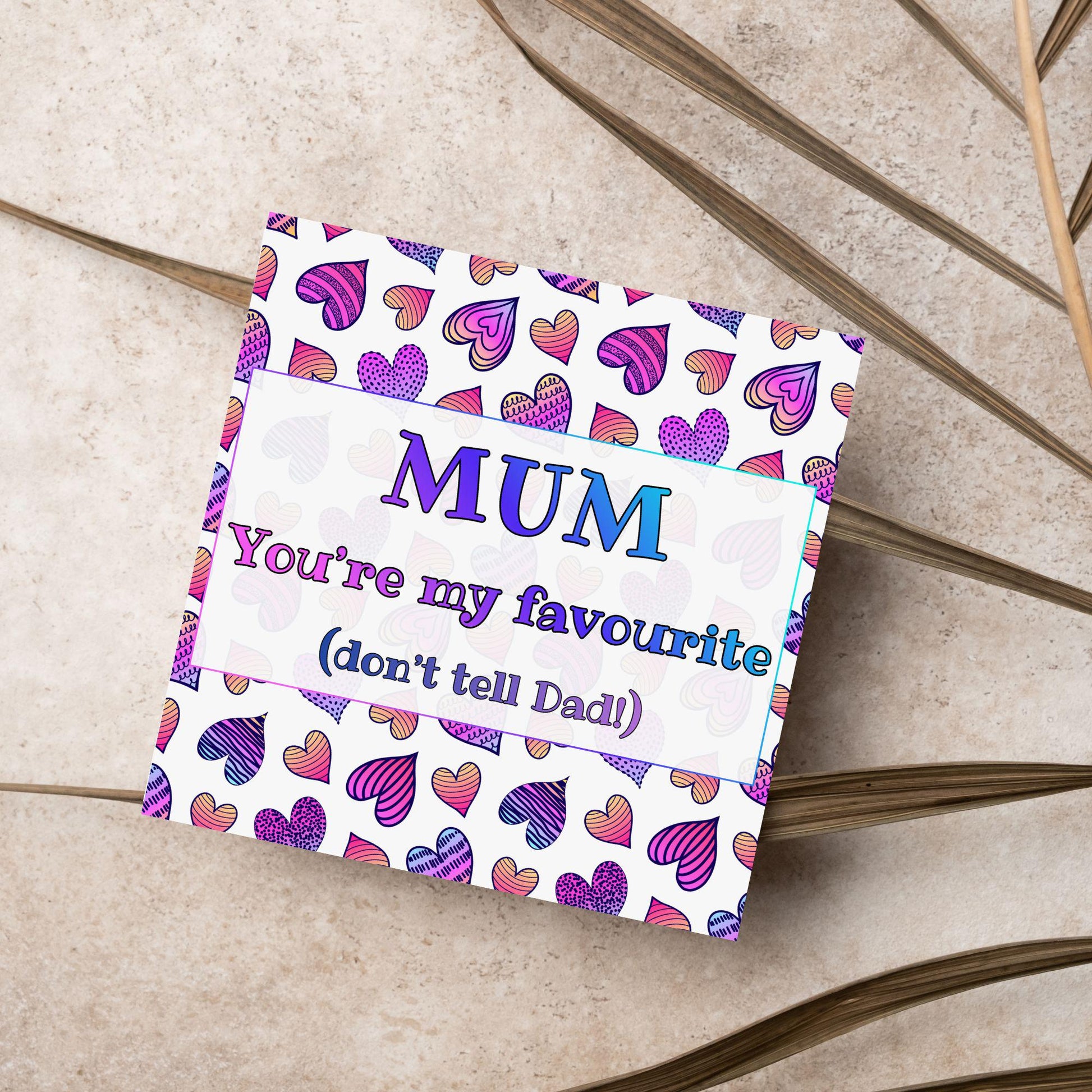 Heart Mother's Day Card, Cute Card for Mum, Greetings Card, Happy Mother's Day, Card for Mother, Mam Card, Thanks Mum Card