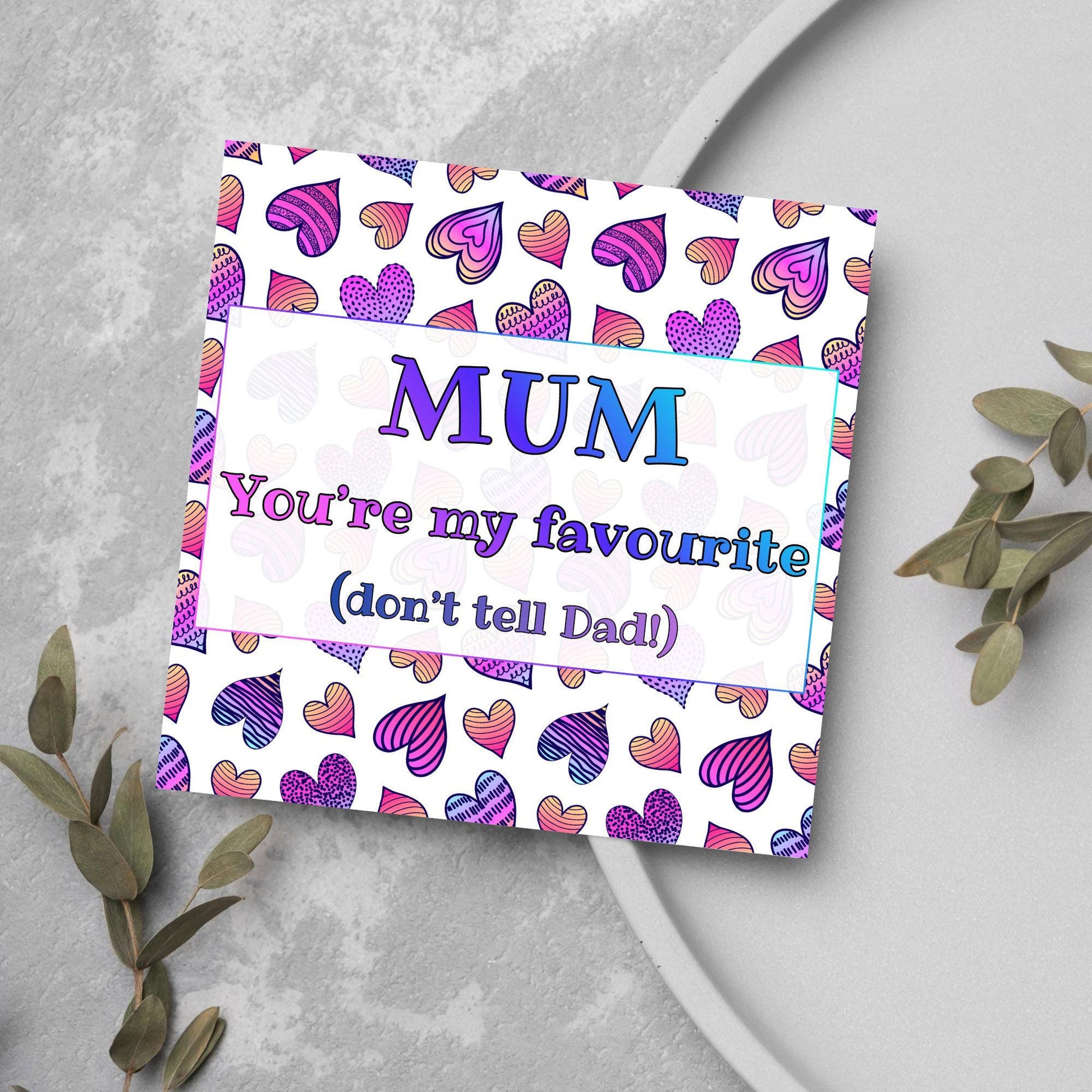 Heart Mother's Day Card, Cute Card for Mum, Greetings Card, Happy Mother's Day, Card for Mother, Mam Card, Thanks Mum Card