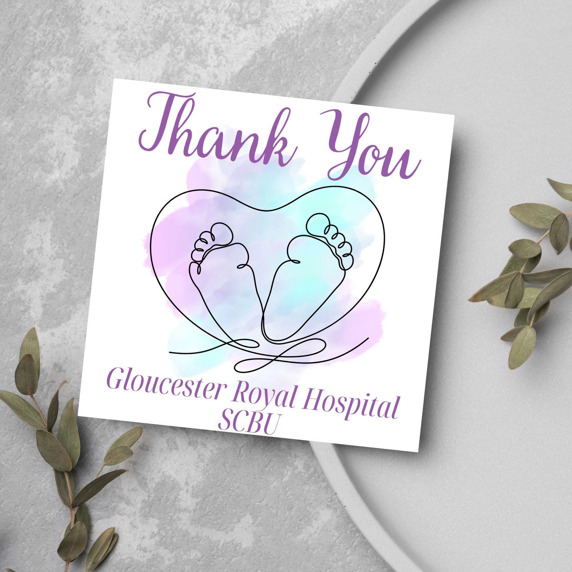 Personalised Thank You Card for Special Care Baby Unit, Card For Neonatal Nurse, Thank You Hospital Card, SCBU, NICU