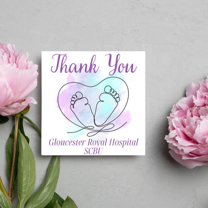 Personalised Thank You Card for Special Care Baby Unit, Card For Neonatal Nurse, Thank You Hospital Card, SCBU, NICU