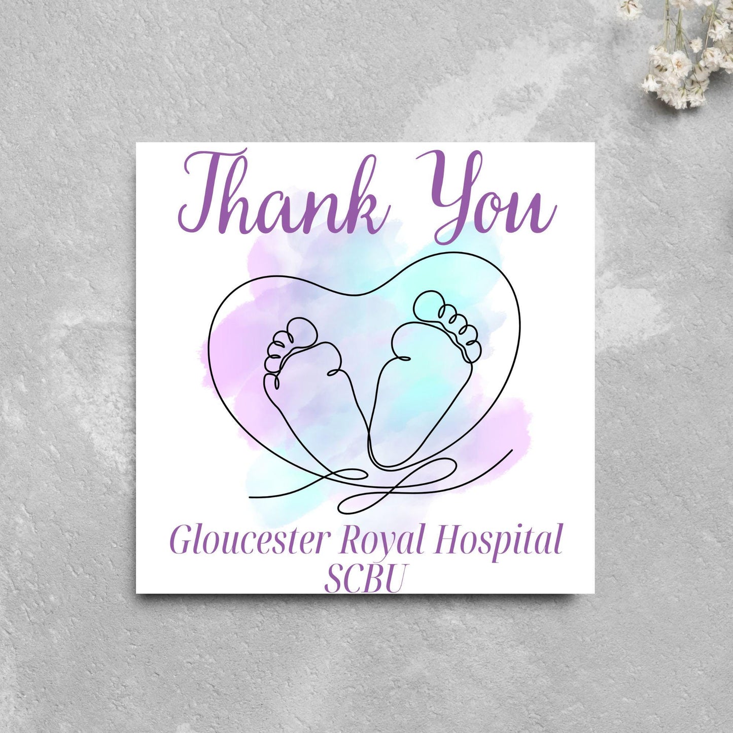 Personalised Thank You Card for Special Care Baby Unit, Card For Neonatal Nurse, Thank You Hospital Card, SCBU, NICU