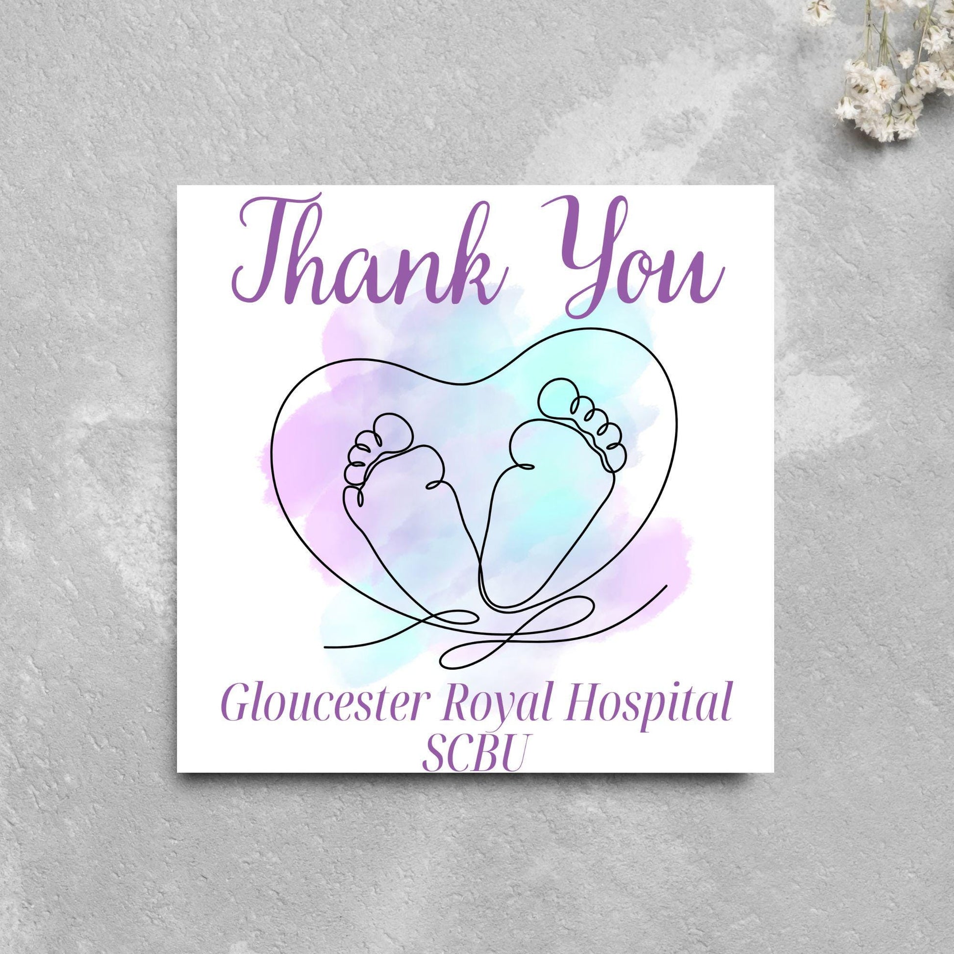 Personalised Thank You Card for Special Care Baby Unit, Card For Neonatal Nurse, Thank You Hospital Card, SCBU, NICU