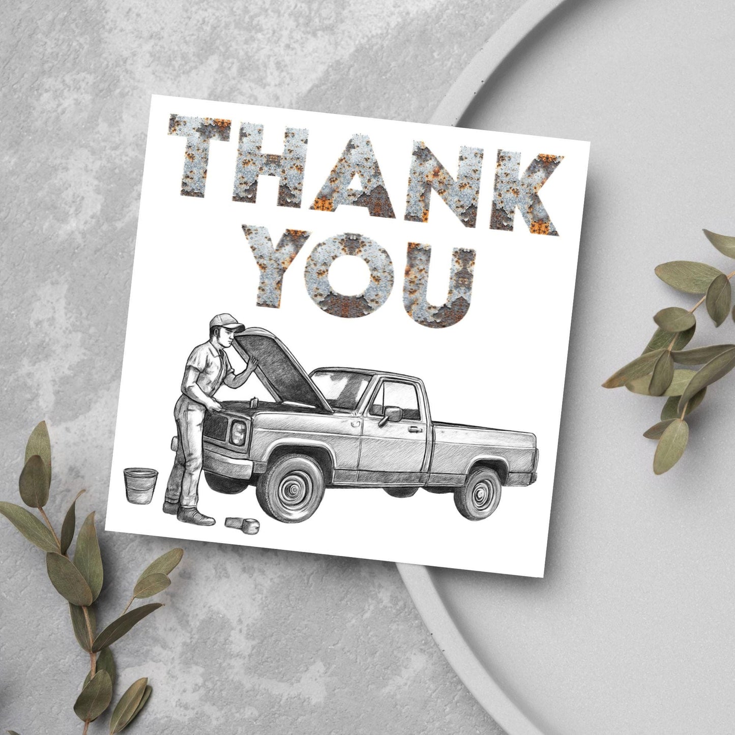 Thank You Card for Mechanic, Card for Car Garage, Thanks for Fixing Truck Card