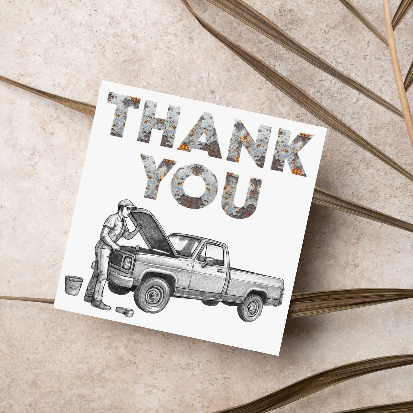 Thank You Card for Mechanic, Card for Car Garage, Thanks for Fixing Truck Card