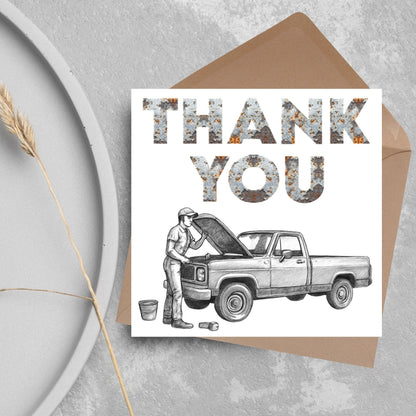 Thank You Card for Mechanic, Card for Car Garage, Thanks for Fixing Truck Card