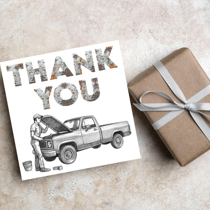 Thank You Card for Mechanic, Card for Car Garage, Thanks for Fixing Truck Card