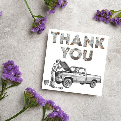 Thank You Card for Mechanic, Card for Car Garage, Thanks for Fixing Truck Card