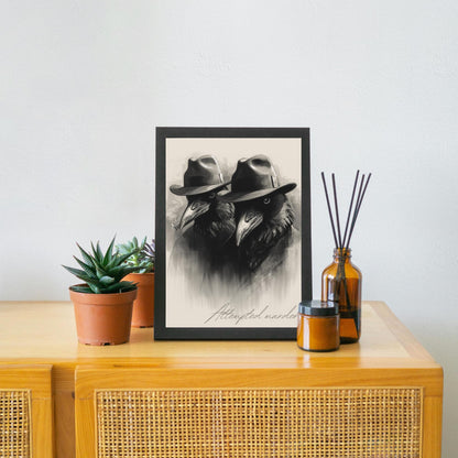 Crow Print Poster, Gothic Wall Art, Dark Decor, Crow Art, Film Noir Print, Corvid Attempted Murder A4