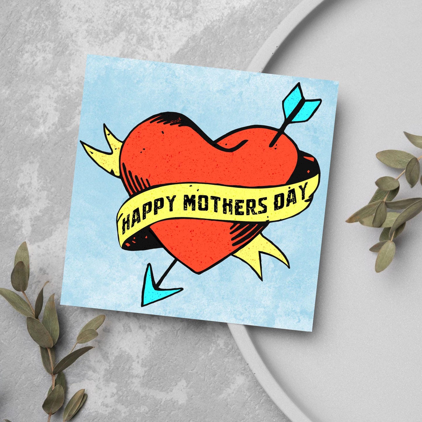 Tattoo style Mother's Day Card, Cute Card for Mum, Greetings Card, Happy Mother's Day, Card for Mother, Mam Card, Thanks Mum Card