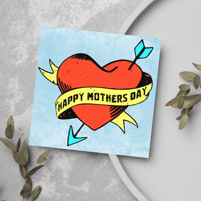 Tattoo style Mother's Day Card, Cute Card for Mum, Greetings Card, Happy Mother's Day, Card for Mother, Mam Card, Thanks Mum Card