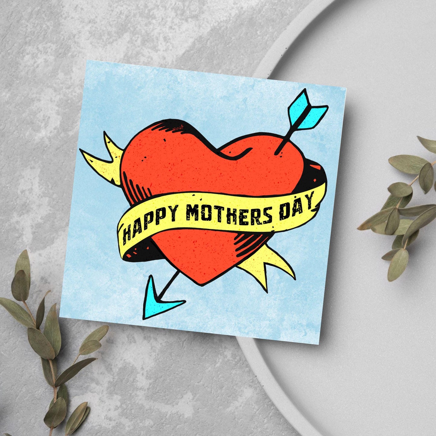 Tattoo style Mother's Day Card, Cute Card for Mum, Greetings Card, Happy Mother's Day, Card for Mother, Mam Card, Thanks Mum Card