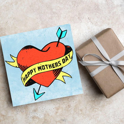 Tattoo style Mother's Day Card, Cute Card for Mum, Greetings Card, Happy Mother's Day, Card for Mother, Mam Card, Thanks Mum Card