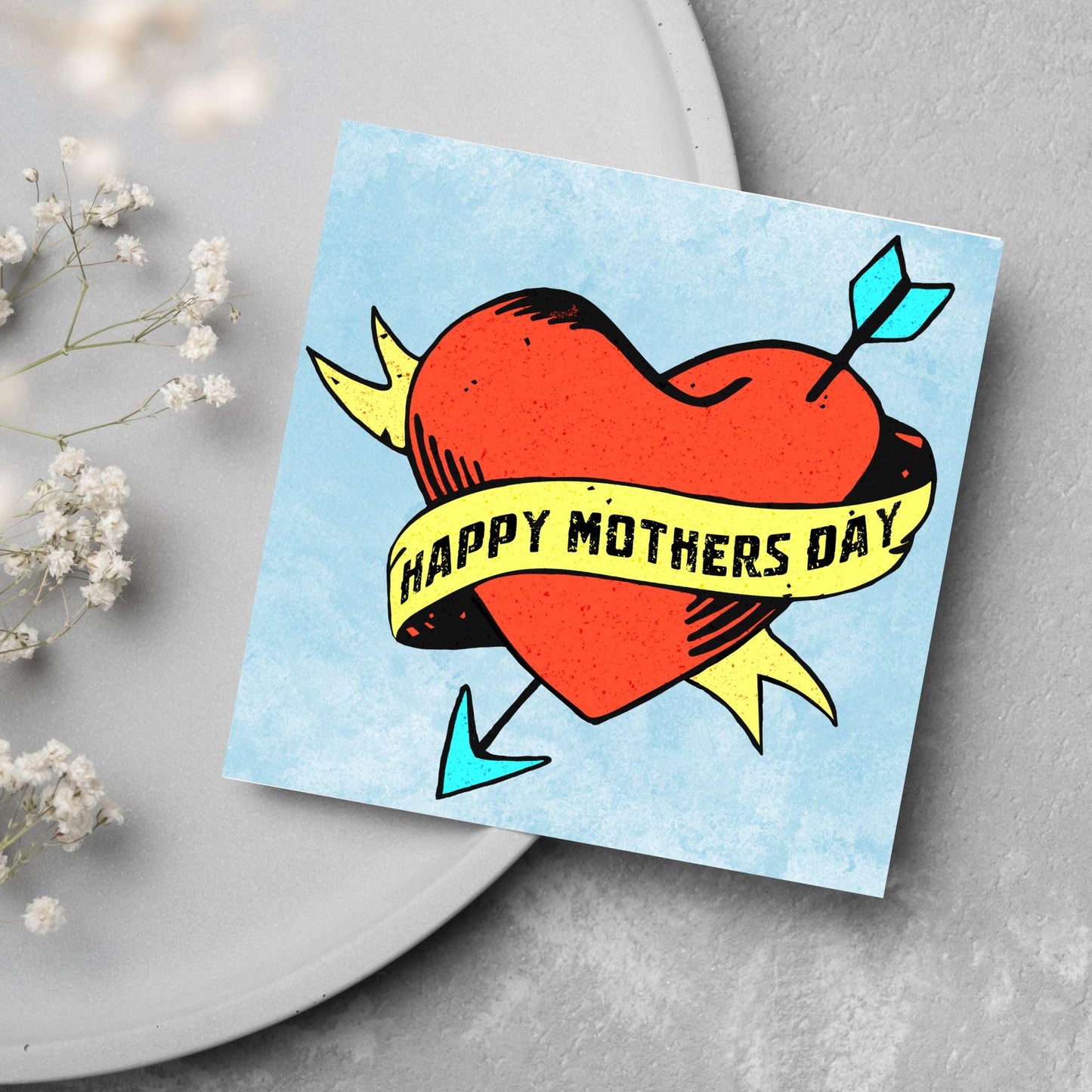 Tattoo style Mother's Day Card, Cute Card for Mum, Greetings Card, Happy Mother's Day, Card for Mother, Mam Card, Thanks Mum Card
