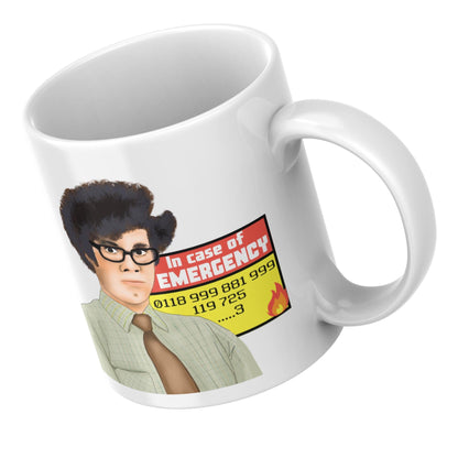 The IT Crowd Mug, Moss, New Emergency Number, Funny Richard Ayoade Cup, Office Coffee Mug