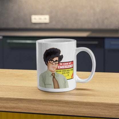 The IT Crowd Mug, Moss, New Emergency Number, Funny Richard Ayoade Cup, Office Coffee Mug