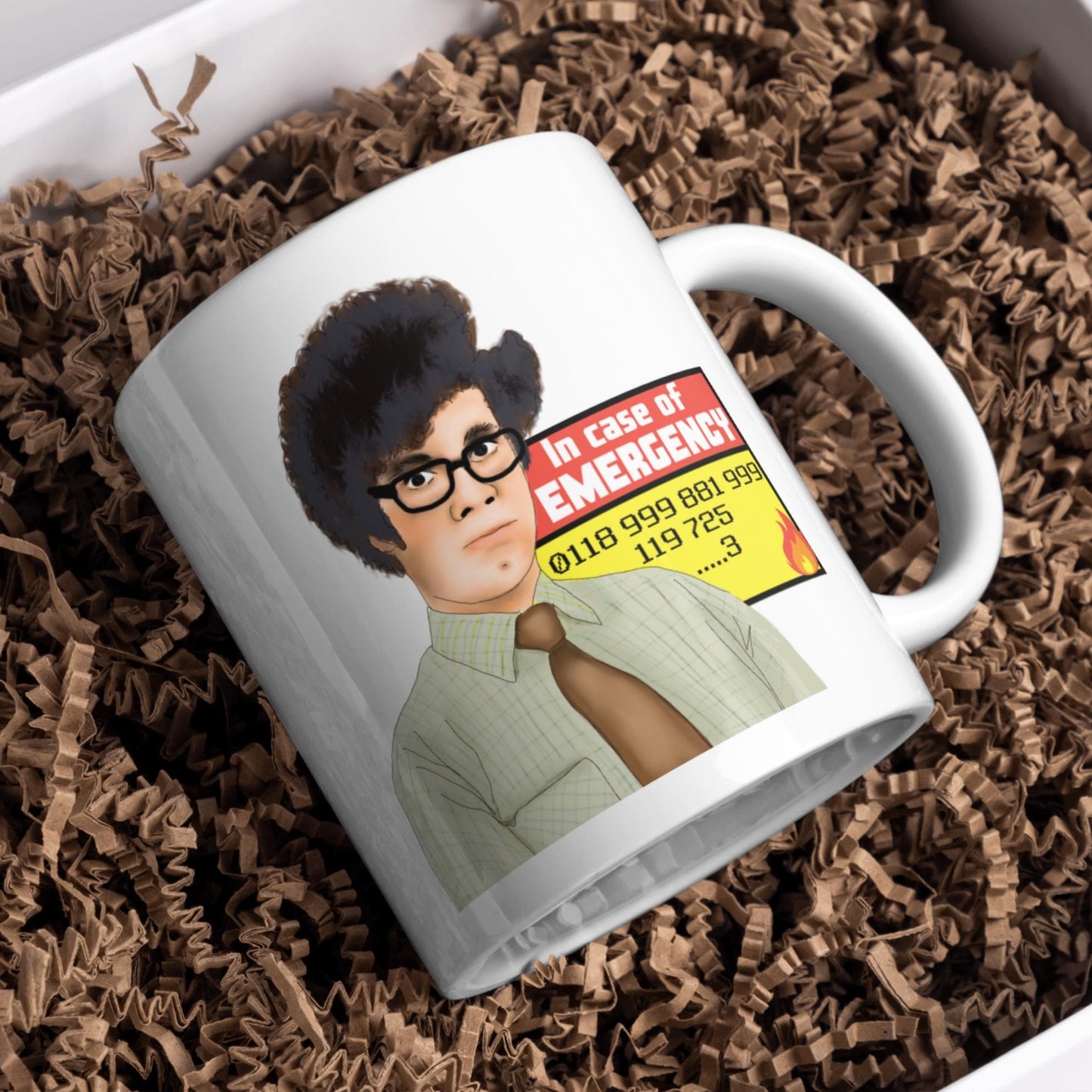 The IT Crowd Mug, Moss, New Emergency Number, Funny Richard Ayoade Cup, Office Coffee Mug