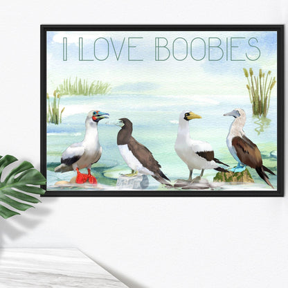 Boobies A4 Print, High Quality Wall Art, Quirky Bird Art, Booby Watercolour, Original Artist Print, Ornithology, Bird Watcher Art