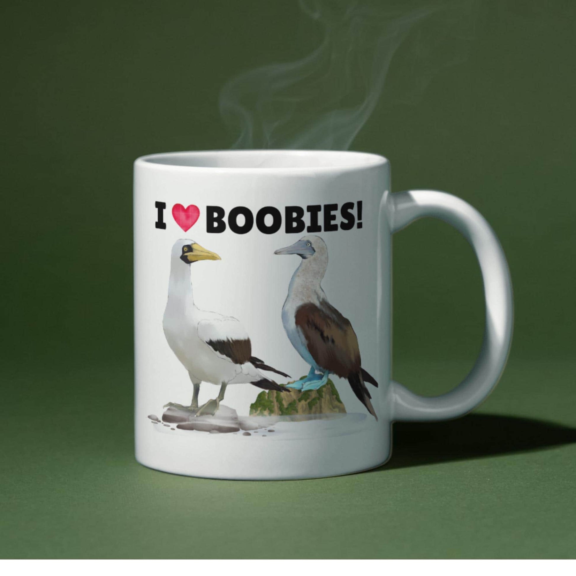 Boobies Mug, Great Gift For Bird Lovers, Ornithologist Mug, Funny Pun I Love Boobies