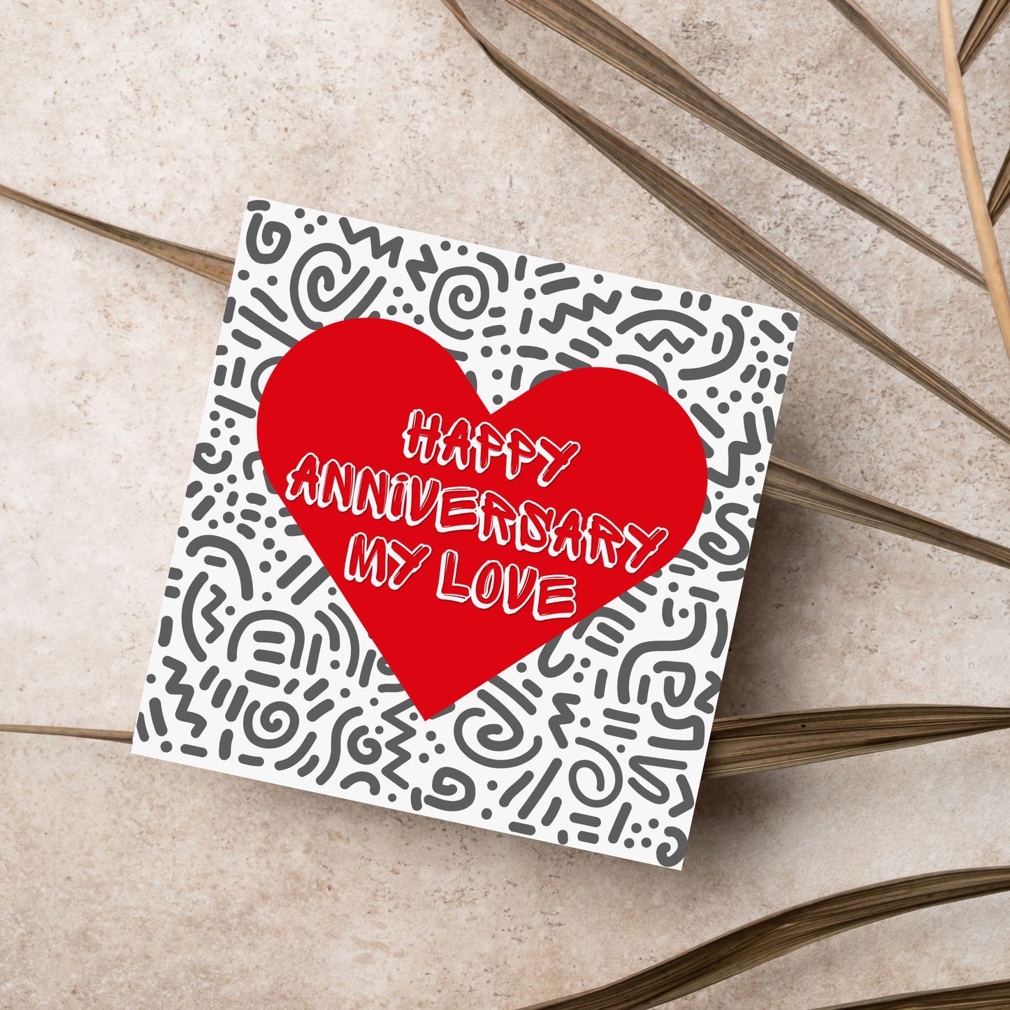 Wedding Anniversary Card, Love Heart, Card for Him, Card for Her, Doodle Card for Wife, Anniversary Card, Free Personalisation Available