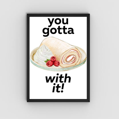 Song Lyric Poster, Swiss Roll, Oasis, Print for Kitchen, Kitchen Poster, You Gotta Roll With It