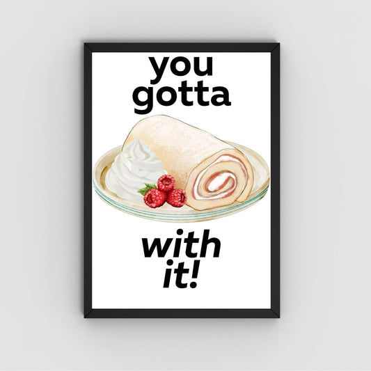Song Lyric Poster, Swiss Roll, Oasis, Print for Kitchen, Kitchen Poster, You Gotta Roll With It