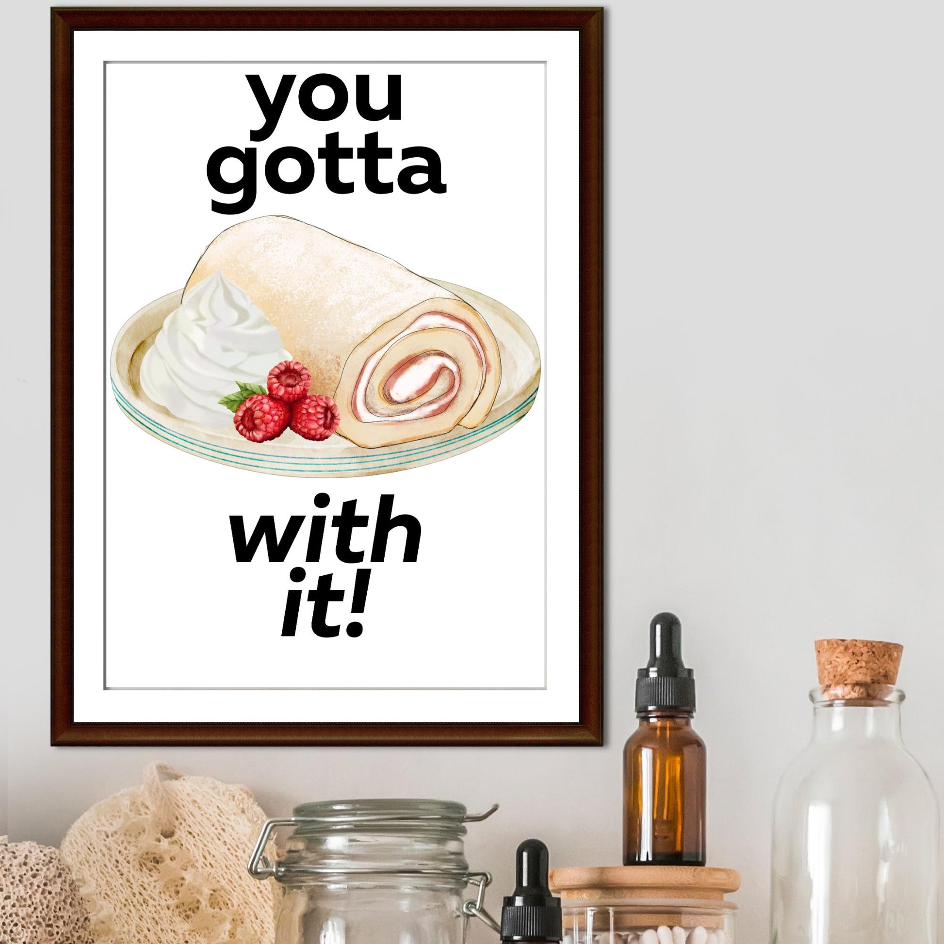 Song Lyric Poster, Swiss Roll, Oasis, Print for Kitchen, Kitchen Poster, You Gotta Roll With It