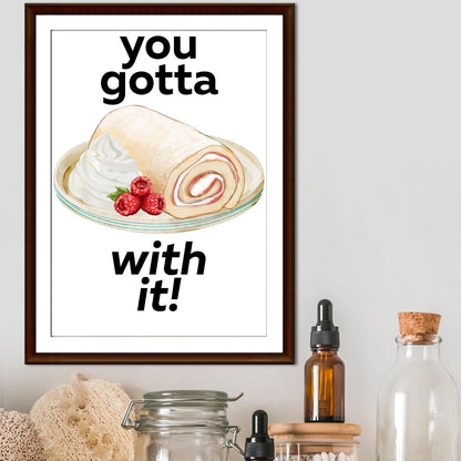 Song Lyric Poster, Swiss Roll, Oasis, Print for Kitchen, Kitchen Poster, You Gotta Roll With It