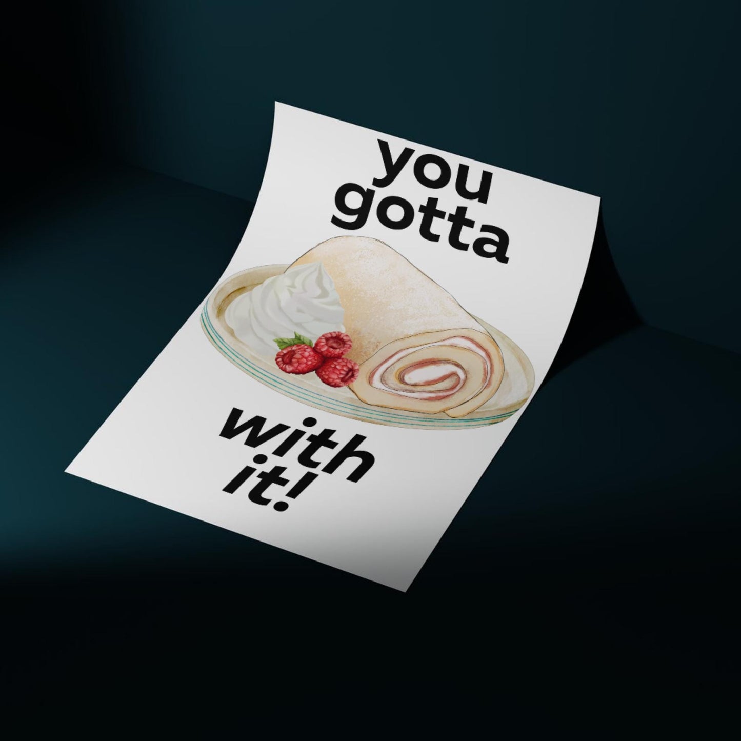 Song Lyric Poster, Swiss Roll, Oasis, Print for Kitchen, Kitchen Poster, You Gotta Roll With It