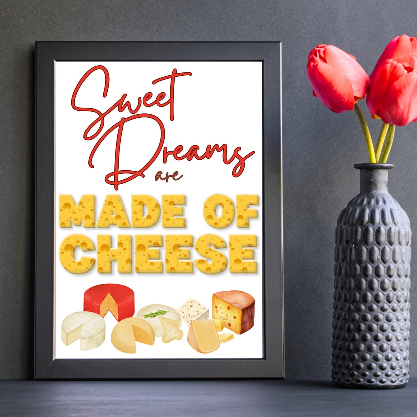 Song Lyric Poster, Cheese Poster Print for Kitchen, Quirky Decor Wall Art, Eurythmics