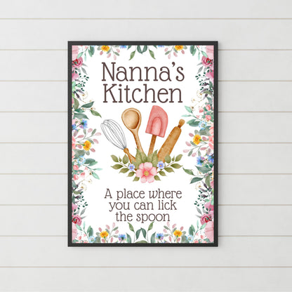 Personalised Kitchen Art, Nanna's Kitchen Poster Print, Mum, Grandma, Nan, Multiple Options, Lovely Gift for Mothers Day