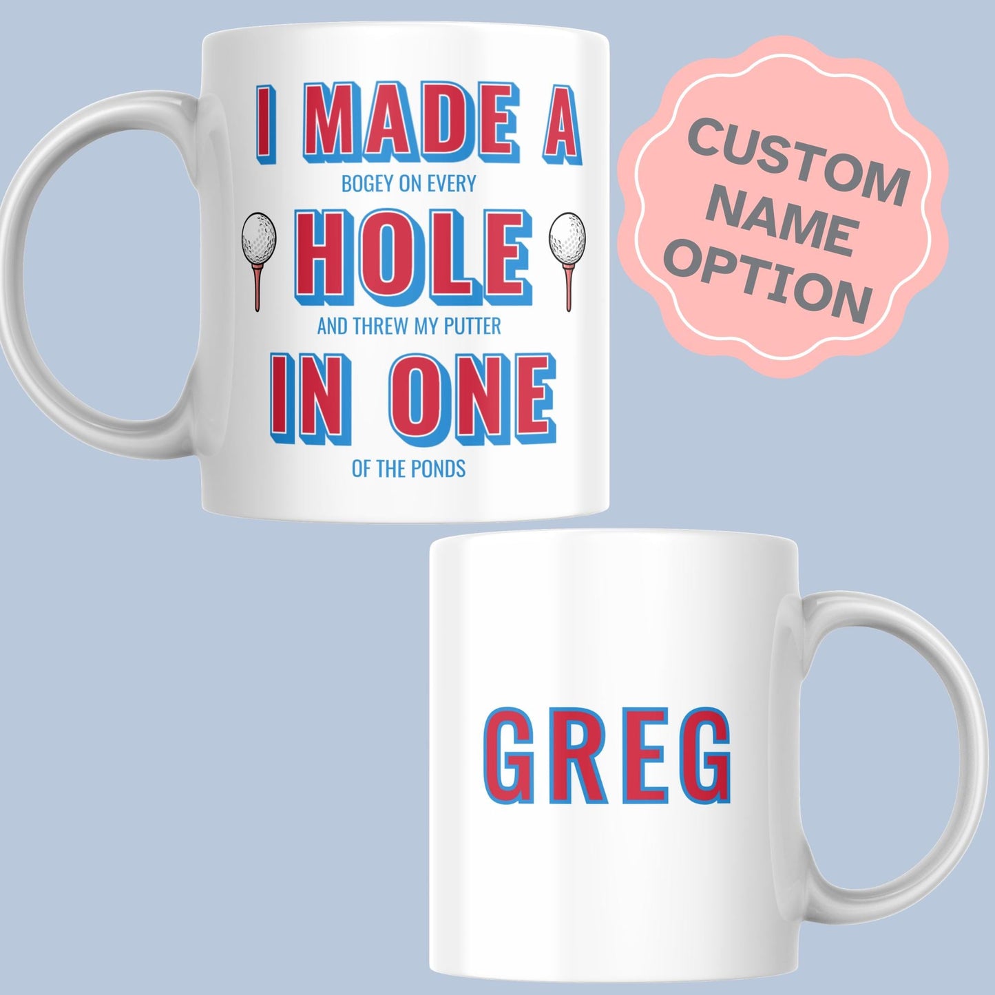 Custom Golf Mug, Great gift for Golfer, Personalisation option, Funny Golf Cup, Hole In One