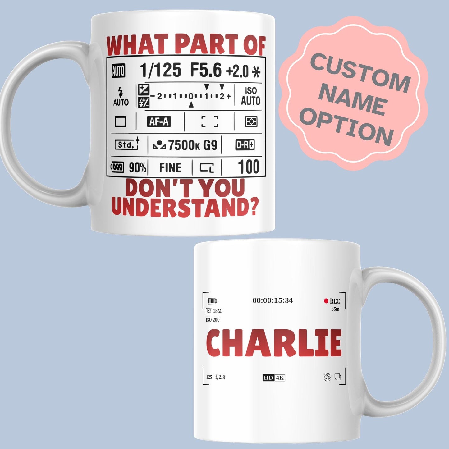 Personalised Photography Mug, Cup for Photographer, Camera Settings Cheat, Photo Mug, Camera Gift, Photographer Gift