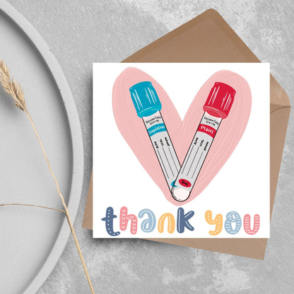 Thank You Card for Phlebotomist, Card For Blood Nurse, Thank You Card, Thanks Nurse, Phlebotomy Card