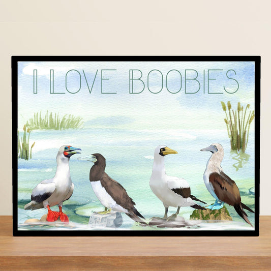Boobies A4 Print, High Quality Wall Art, Quirky Bird Art, Booby Watercolour, Original Artist Print, Ornithology, Bird Watcher Art