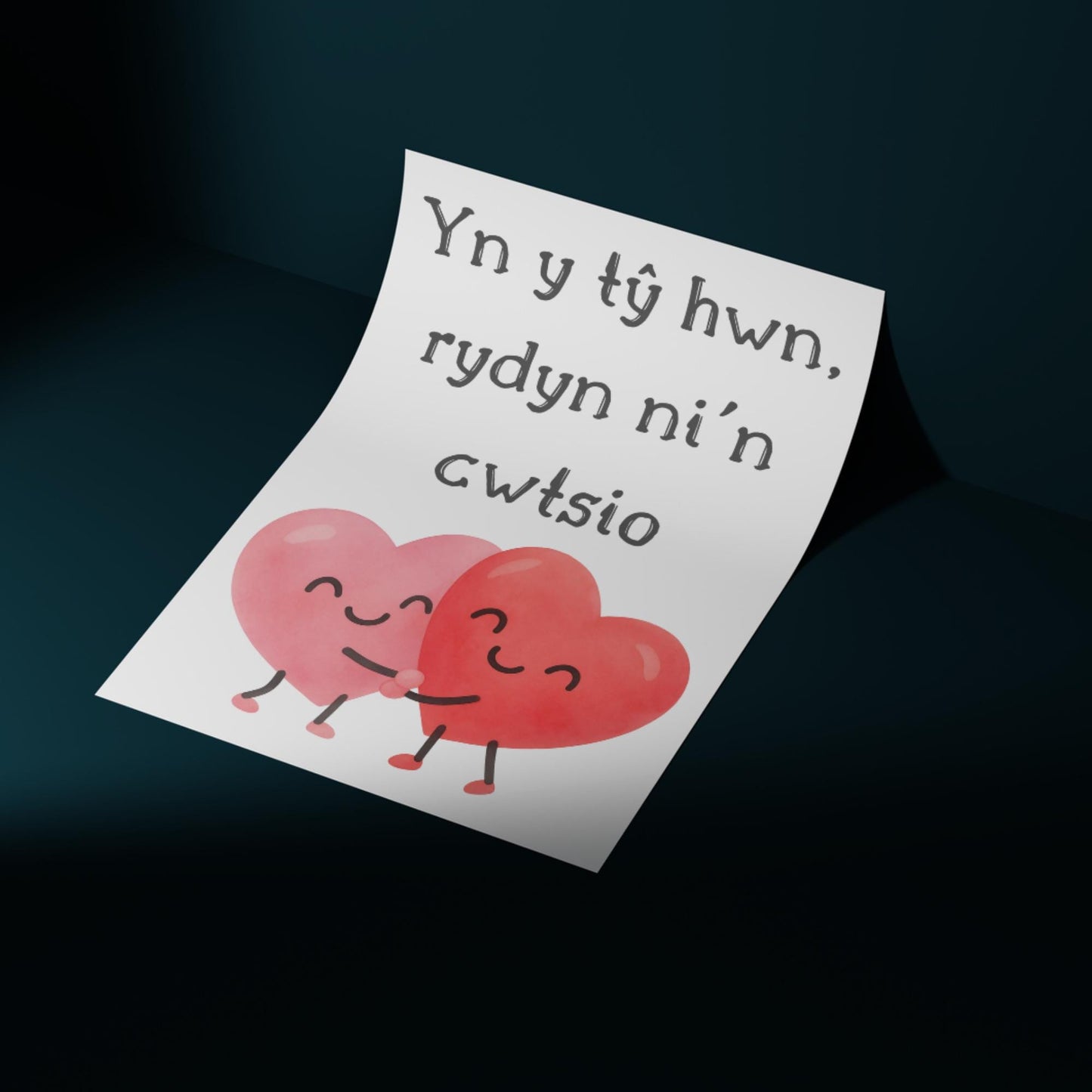 Welsh Language Poster, Yn y tŷ hwn, rydyn ni'n cwtsio, Simple Design, Minimalist Wall Art, Welsh Home, A4 Print, Line Drawing, Cwtsh