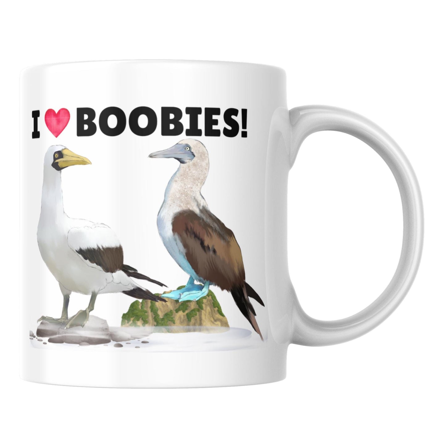Boobies Mug, Great Gift For Bird Lovers, Ornithologist Mug, Funny Pun I Love Boobies