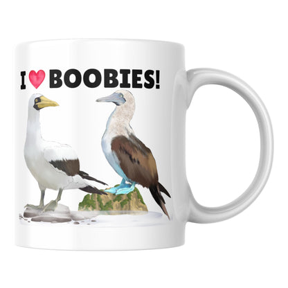Boobies Mug, Great Gift For Bird Lovers, Ornithologist Mug, Funny Pun I Love Boobies