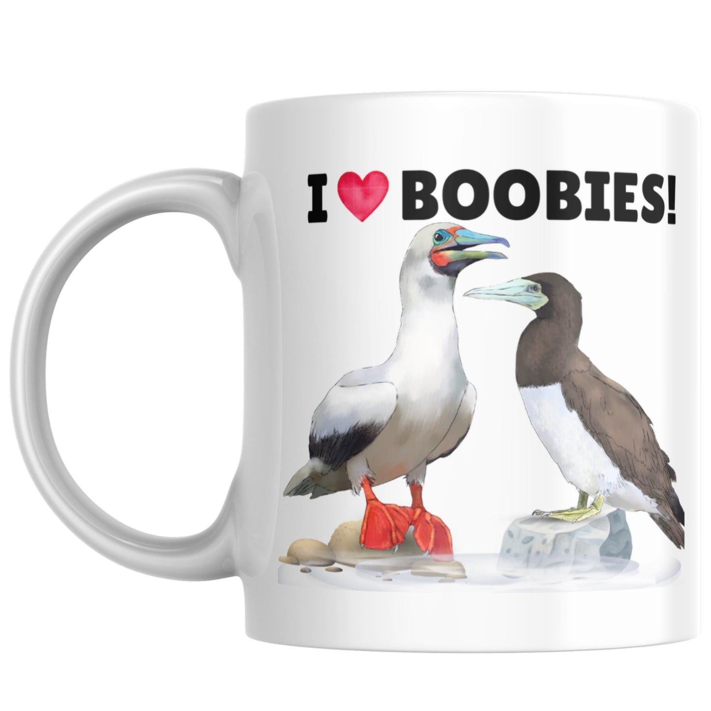Boobies Mug, Great Gift For Bird Lovers, Ornithologist Mug, Funny Pun I Love Boobies