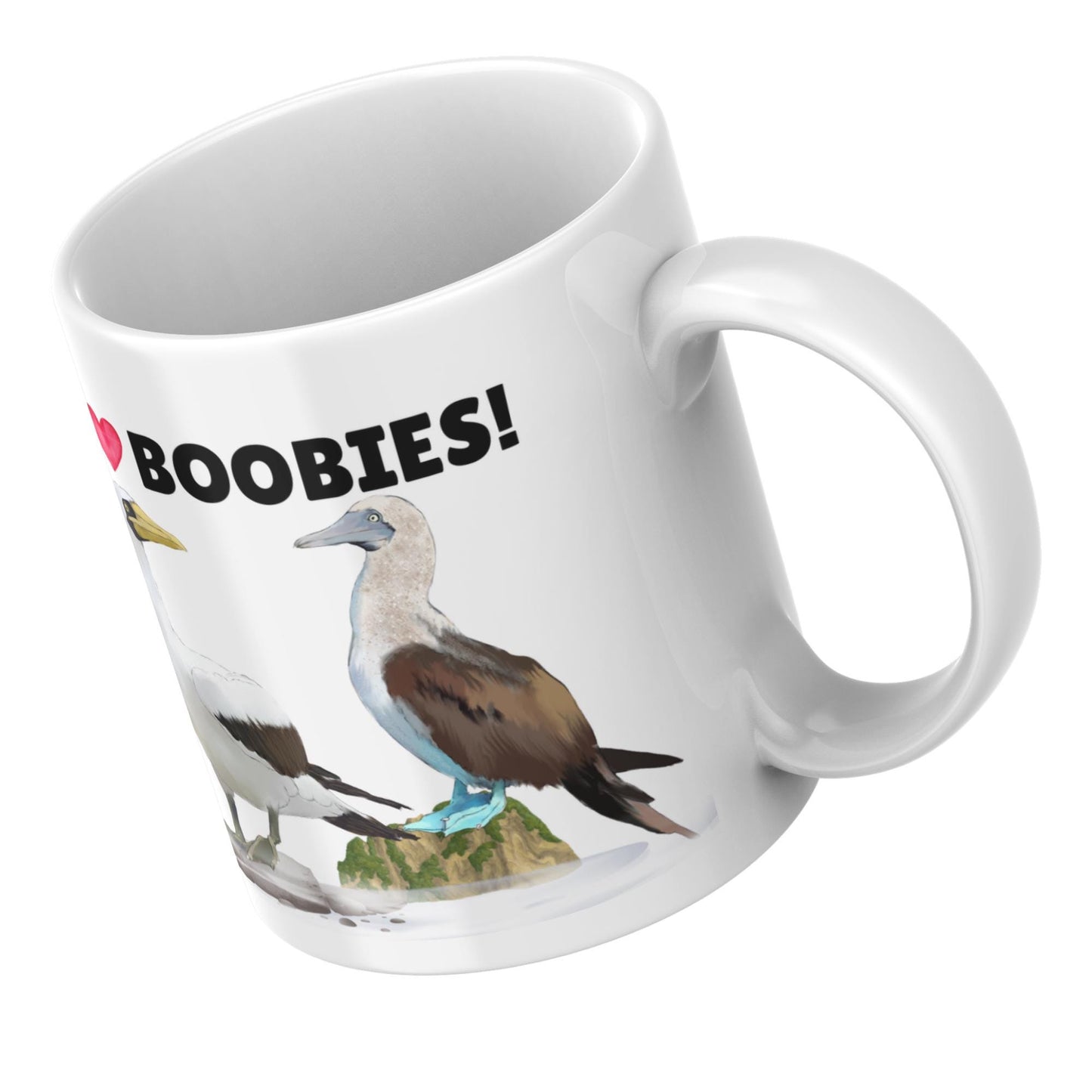 Boobies Mug, Great Gift For Bird Lovers, Ornithologist Mug, Funny Pun I Love Boobies