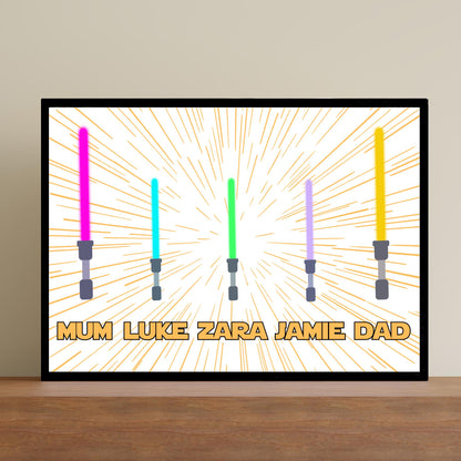 Personalised Star Wars Inspired Family Name Wall Art, Simple Design