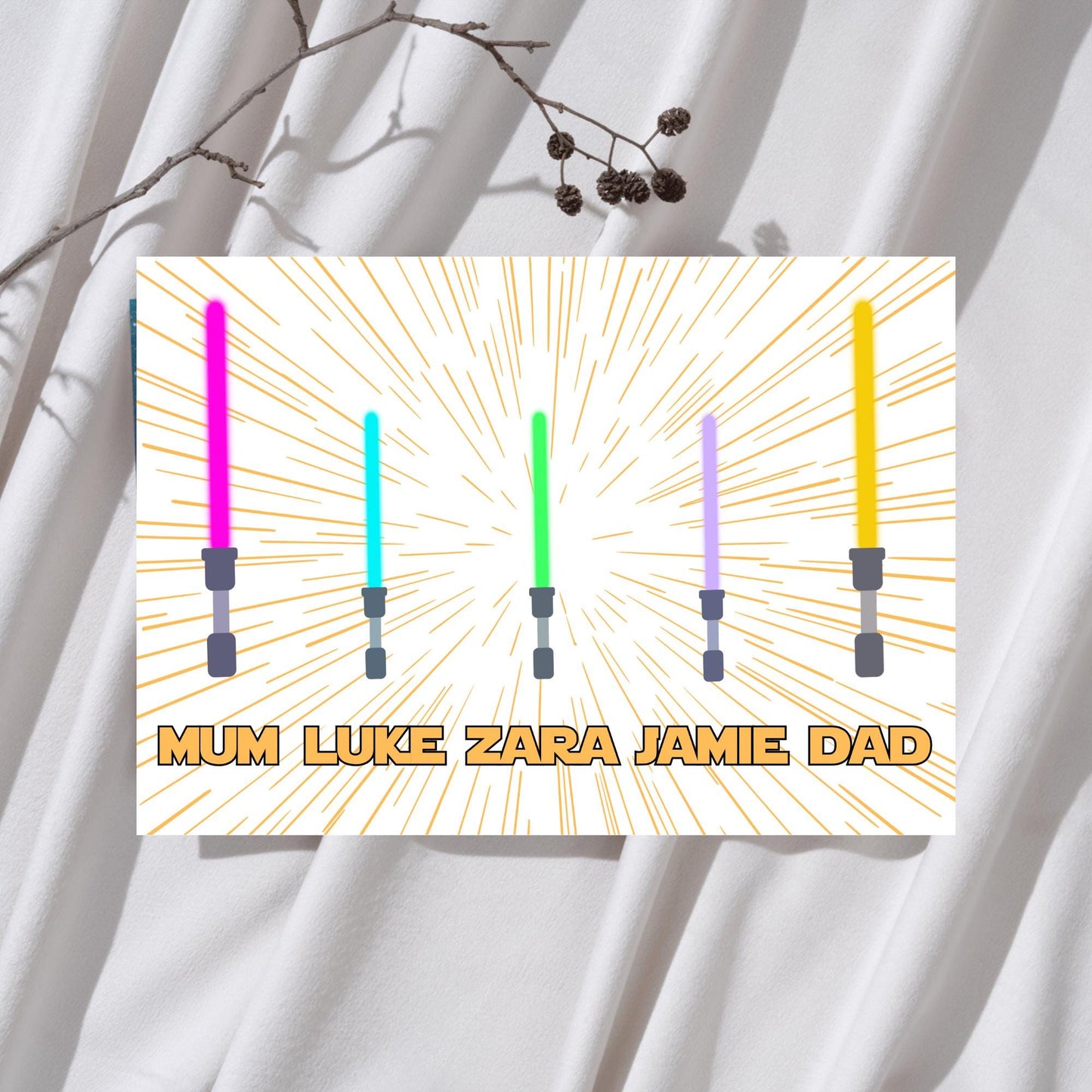 Personalised Star Wars Inspired Family Name Wall Art, Simple Design