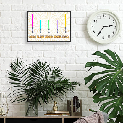 Personalised Star Wars Inspired Family Name Wall Art, Simple Design