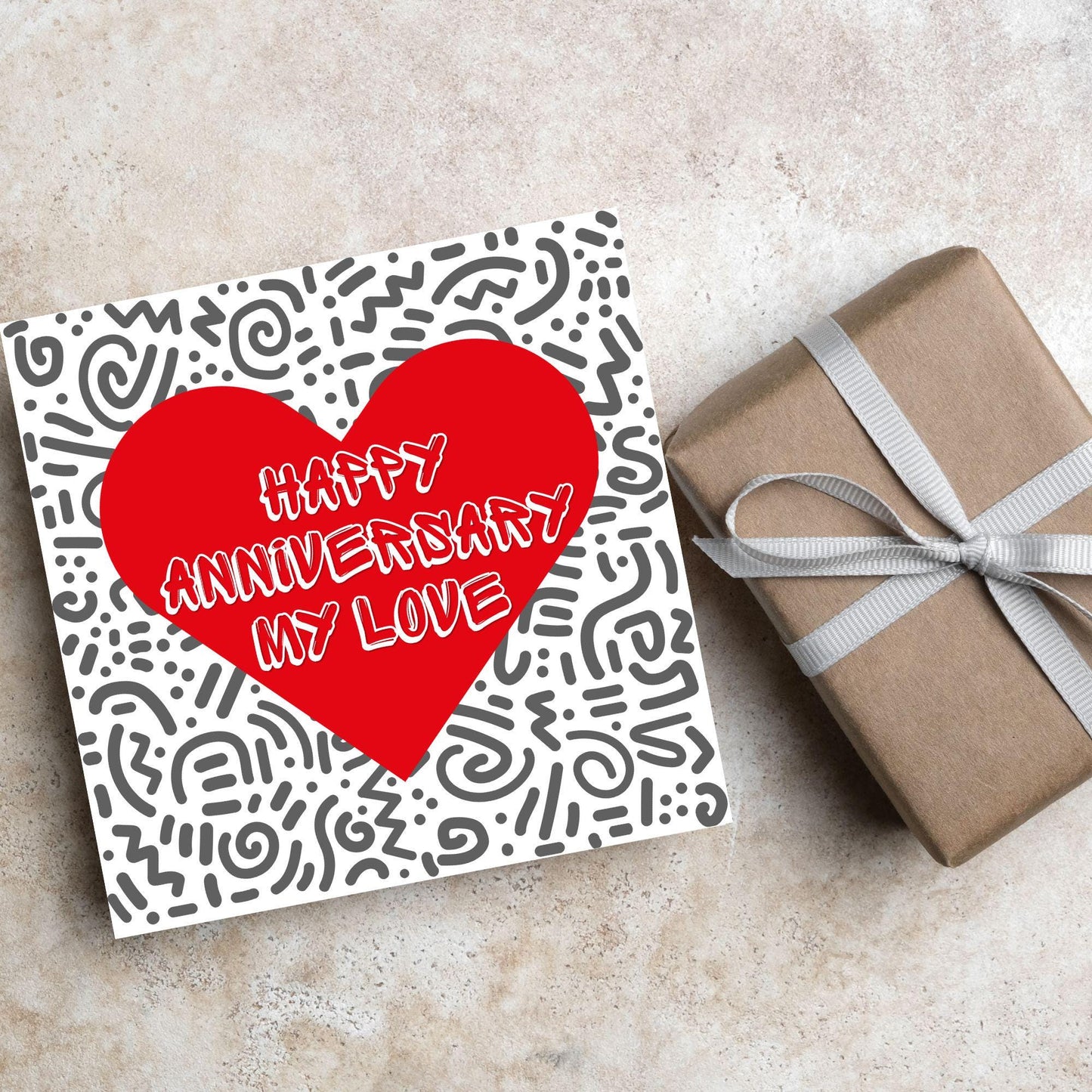 Wedding Anniversary Card, Love Heart, Card for Him, Card for Her, Doodle Card for Wife, Anniversary Card, Free Personalisation Available