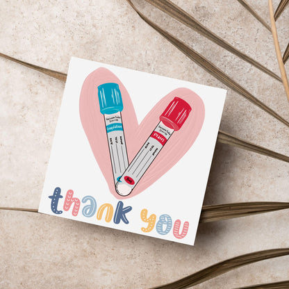 Thank You Card for Phlebotomist, Card For Blood Nurse, Thank You Card, Thanks Nurse, Phlebotomy Card